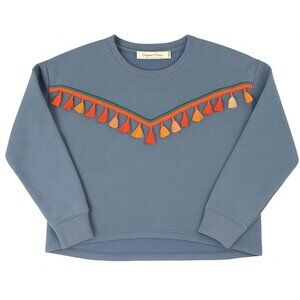 Sugar Dust Sweatshirt XS Cornflower Blue Tassel Fringe Boho Pullover Los Angeles